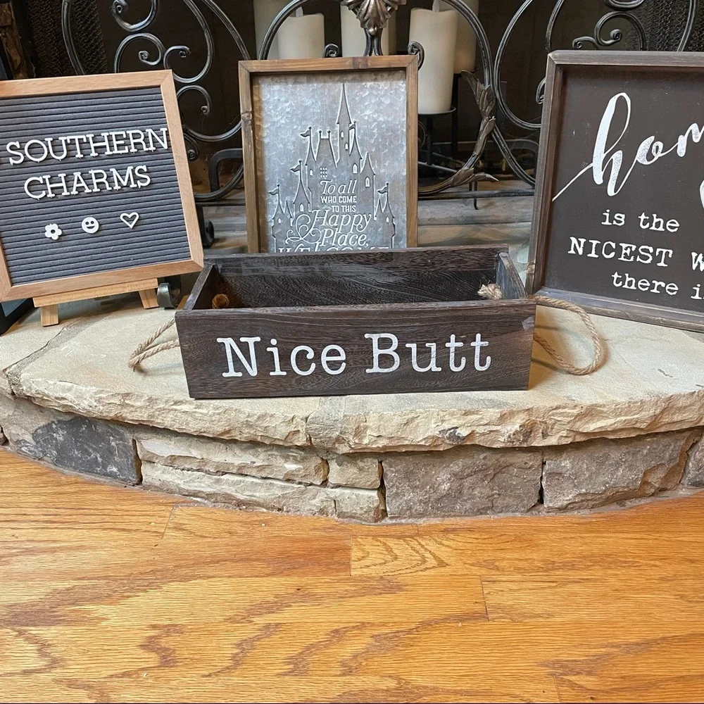New Rustic Farmhouse Wood Bathroom Decor Toilet Paper Storage Caddy